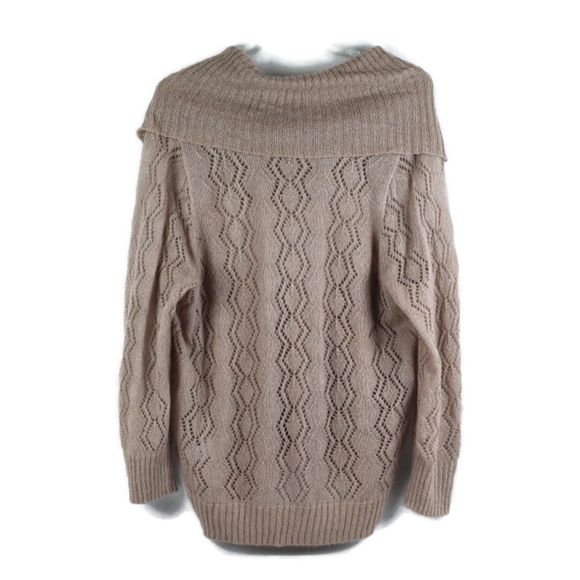 Apt 9 Brown Women's Knit Eyelet Sweater Long Sleeve Off Shoulder 2X 044 - Picture 6 of 6